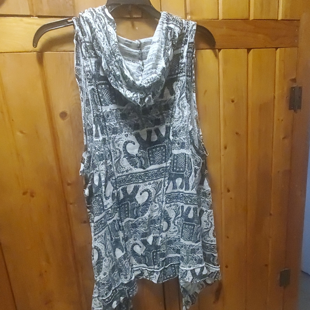 Elephant print hooded vest